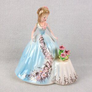 Josef Originals Lady in Blue with Roses Figurine Sweet Memories Vintage 1960s